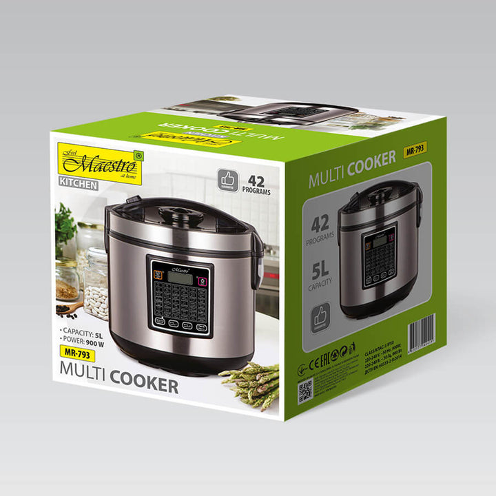 Oală electrică Multicooker Maestro, capacitate 5 L, 42 de programe, putere 900 W, temporizator, MR-793