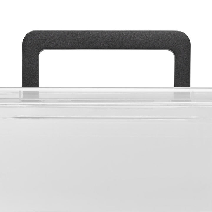 Recipient Moxom SimpleStore, capacitate 60 L, transparent, capac cu cleme, prevăzut cu roți, fără BPA, 04-0081