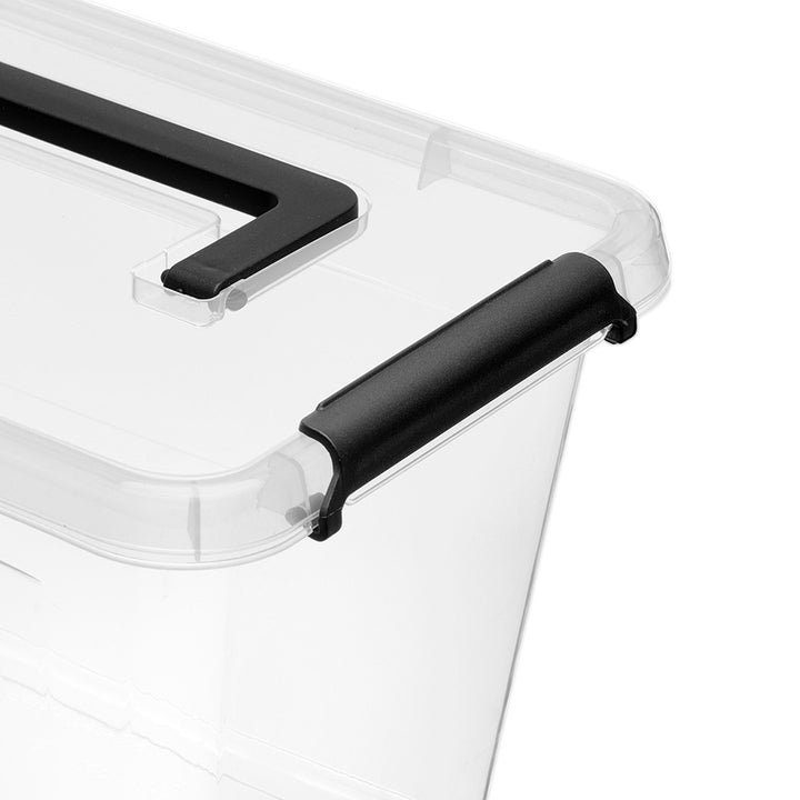 Recipient Moxom SimpleStore, capacitate 60 L, transparent, capac cu cleme, prevăzut cu roți, fără BPA, 04-0081