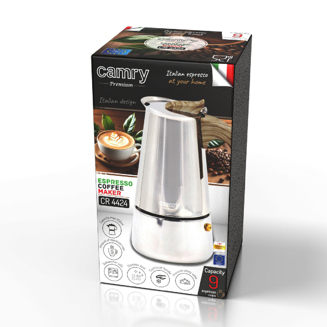 Aparat de preparat cafea espresso, cafetieră de 450 ml, Camry CR 4424