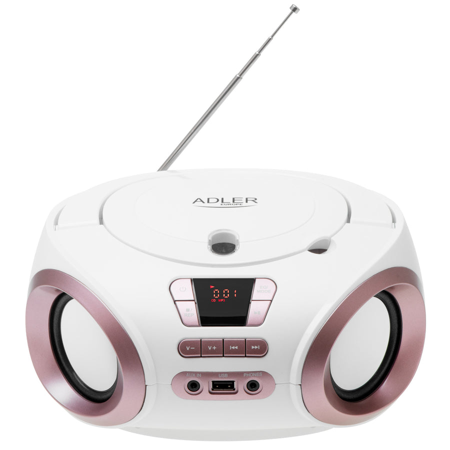 Radio Boombox CD-MP3, USB, radio FM, AUX, mufă pentru căști, Adler, AD 1181