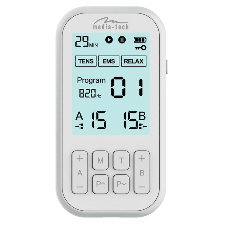 Aparat de masaj și electrostimulator muscular, TENS/EMS, stimulare 3-în-1, Mediatech, MT6543