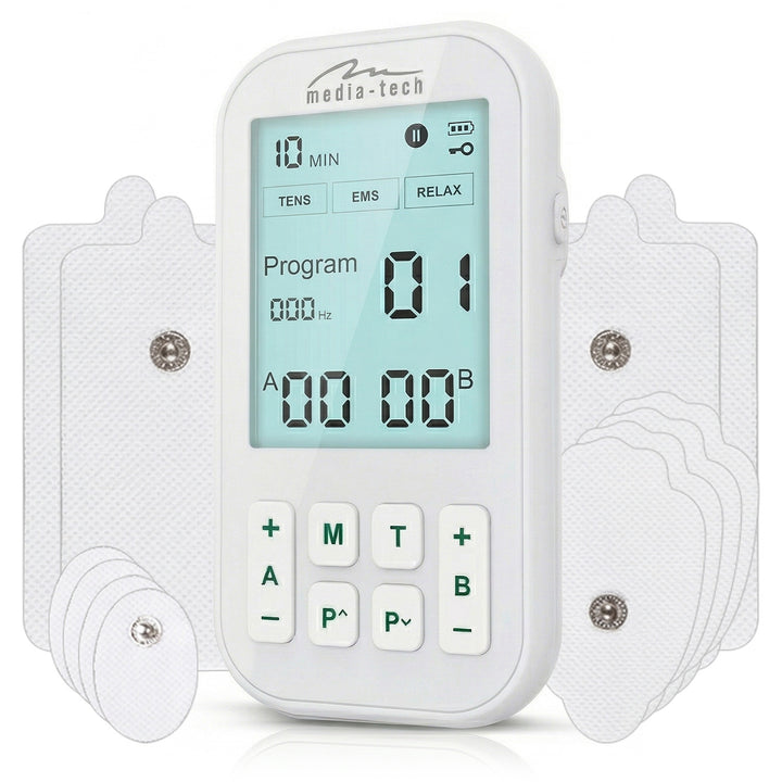 Aparat de masaj și electrostimulator muscular, TENS/EMS, stimulare 3-în-1, Mediatech, MT6543