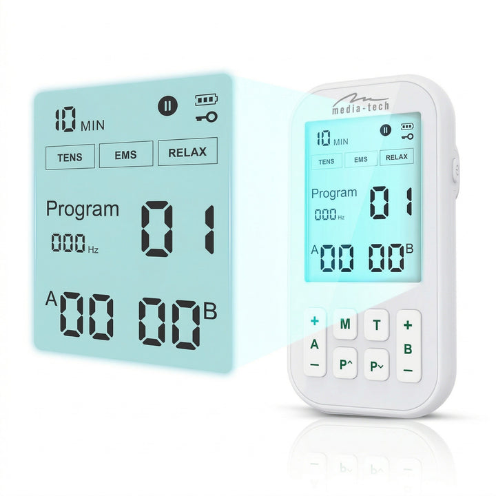 Aparat de masaj și electrostimulator muscular, TENS/EMS, stimulare 3-în-1, Mediatech, MT6543