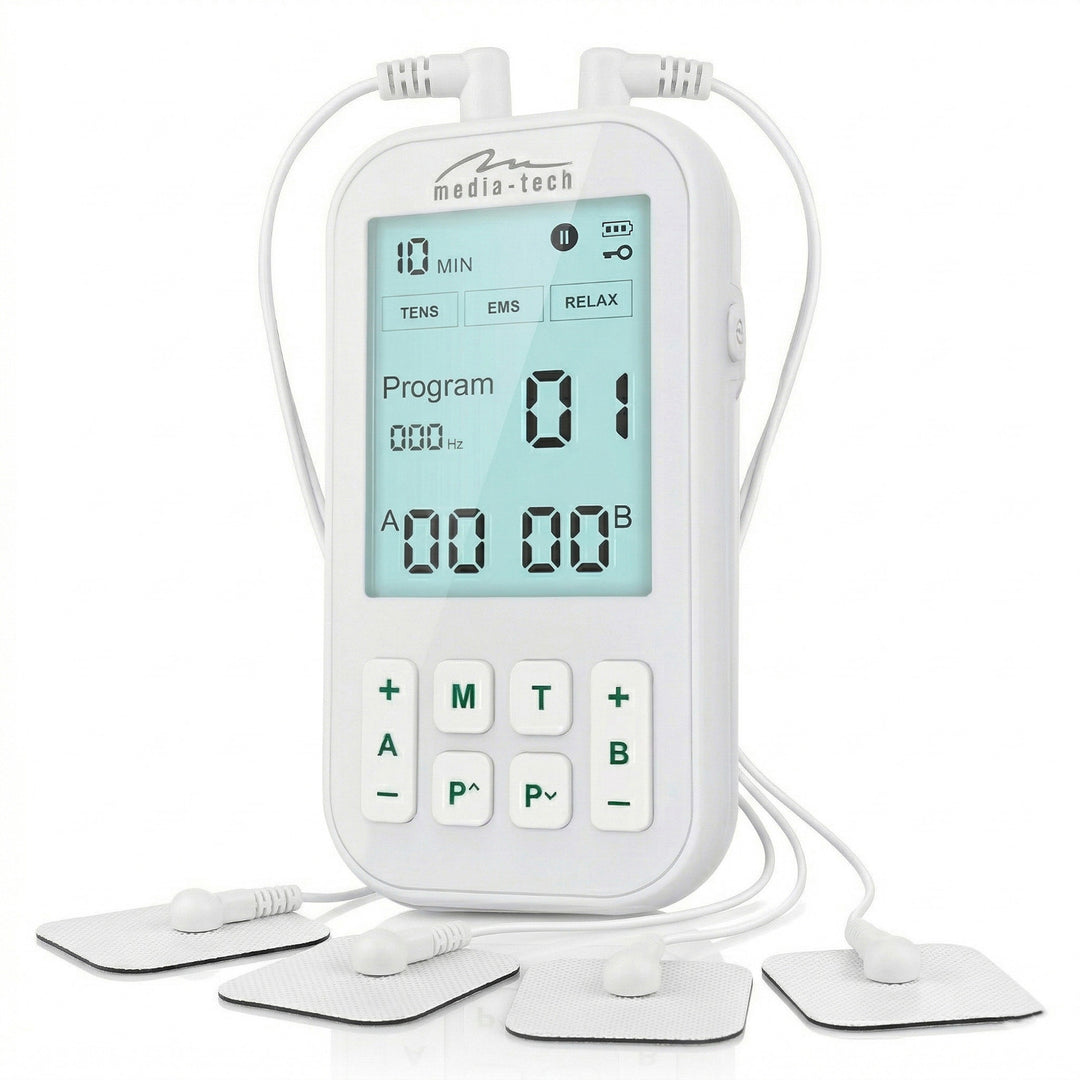 Aparat de masaj și electrostimulator muscular, TENS/EMS, stimulare 3-în-1, Mediatech, MT6543