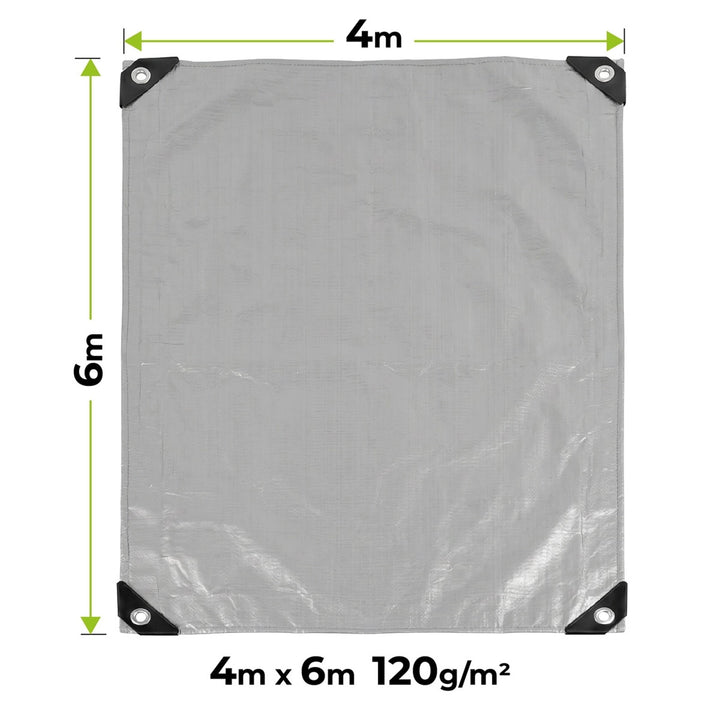 Prelată argintie 120 g, 4 x 6 m, VA0476, impermeabilă, Vayox