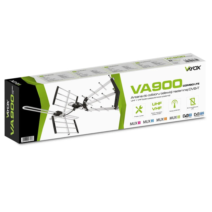 Antenă direcțională DVB-T/T2 VA900 COMBO cu filtru LTE, din aluminiu, Vayox