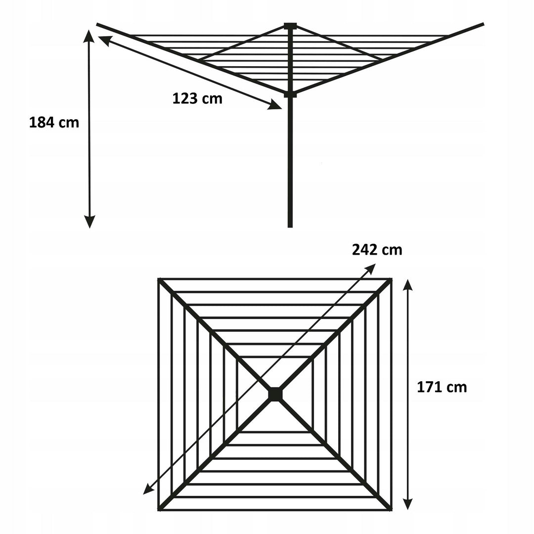 Uscător de rufe pentru grădină, rotativ, 50 m, 4 brațe, Sepio