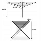 Uscător de rufe pentru grădină, rotativ, 50 m, 4 brațe, Sepio