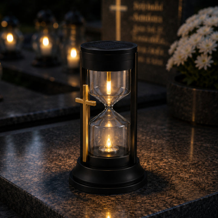 Lampa funerară solară, Clepsidra eternității, LED 0,08 W, durată de funcționare 20.000 ore, luminozitate maximă 3 lm, 77199, Znicz-lux