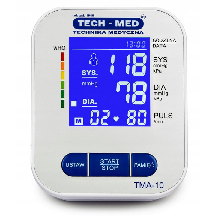 Tensiometru electronic, ecran iluminat, manșetă 22–32 cm, indicator de aritmie, TMA-10, Tech-Med