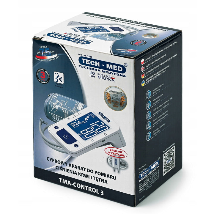 Tensiometru electronic, funcție vocală, manșetă 22–42 cm, indicator IHB, TMA-CONTROL3, Techmed