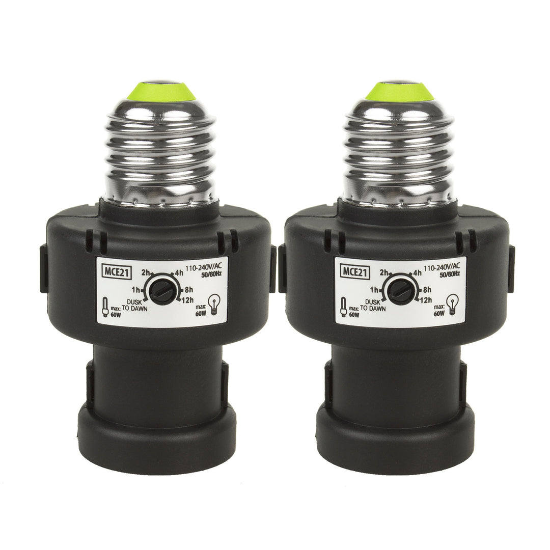 Difuzor pentru bec E27 Maclean, 100 W, cu senzor de crepuscul și temporizator, MCE21B, 2 bucăți
