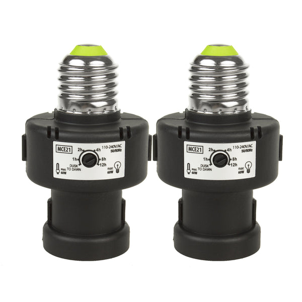 Difuzor pentru bec E27 Maclean, 100 W, cu senzor de crepuscul și temporizator, MCE21B, 2 bucăți