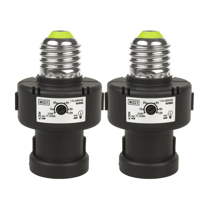 Difuzor pentru bec E27 Maclean, 100 W, cu senzor de crepuscul și temporizator, MCE21B, 2 bucăți