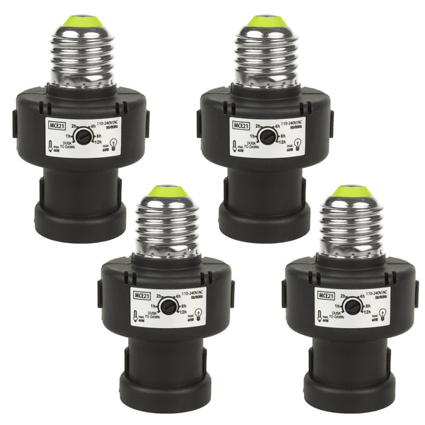 Difuzor pentru bec E27 Maclean, 100 W, cu senzor de crepuscul și temporizator, MCE21B, 4 bucăți
