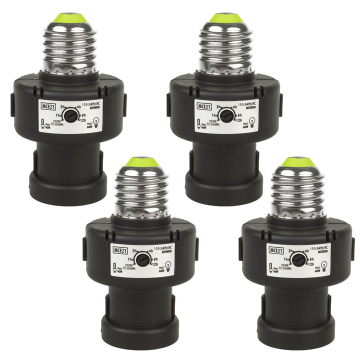 Difuzor pentru bec E27 Maclean, 100 W, cu senzor de crepuscul și temporizator, MCE21B, 4 bucăți