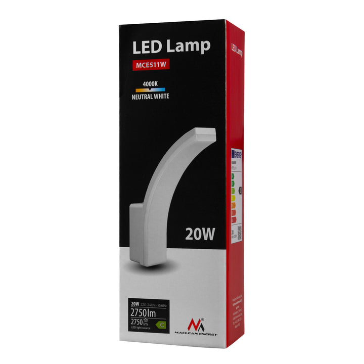 Lampa LED Maclean, culoare albă, 20 W, IP65, 2750 lm, culoare albă neutră (4000 K) MCE511 W, 2 bucăți