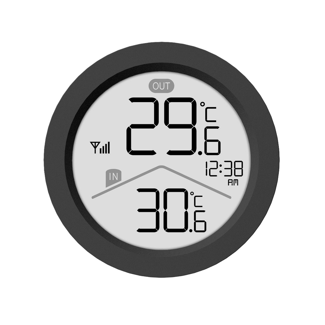 Stație meteo fără fir GreenBlue, temperatură interioară/exterioară, ceas, alegere între °C și °F, rază de acțiune de până la 60 m, negru, GB162 B + 4 baterii alcaline AAA Varta Industrial