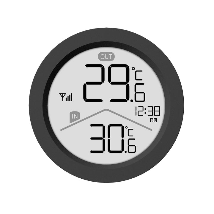 Stație meteo fără fir GreenBlue, temperatură interioară/exterioară, ceas, alegere între °C și °F, rază de acțiune de până la 60 m, negru, GB162 B + 4 baterii alcaline AAA Varta Industrial