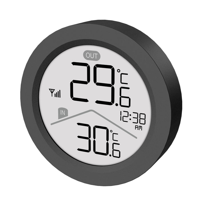 Stație meteo fără fir GreenBlue, temperatură interioară/exterioară, ceas, alegere între °C și °F, rază de acțiune de până la 60 m, negru, GB162 B + 4 baterii alcaline AAA Varta Industrial
