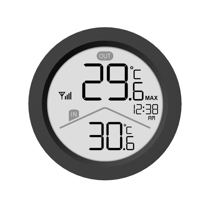 Stație meteo fără fir GreenBlue, temperatură interioară/exterioară, ceas, alegere între °C și °F, rază de acțiune de până la 60 m, negru, GB162 B + 4 baterii alcaline AAA Varta Industrial