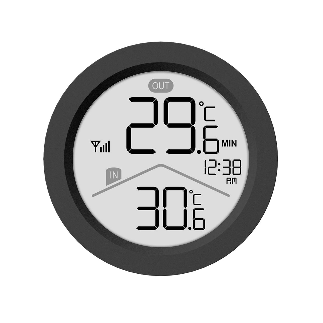 Stație meteo fără fir GreenBlue, temperatură interioară/exterioară, ceas, alegere între °C și °F, rază de acțiune de până la 60 m, negru, GB162 B + 4 baterii alcaline AAA Varta Industrial
