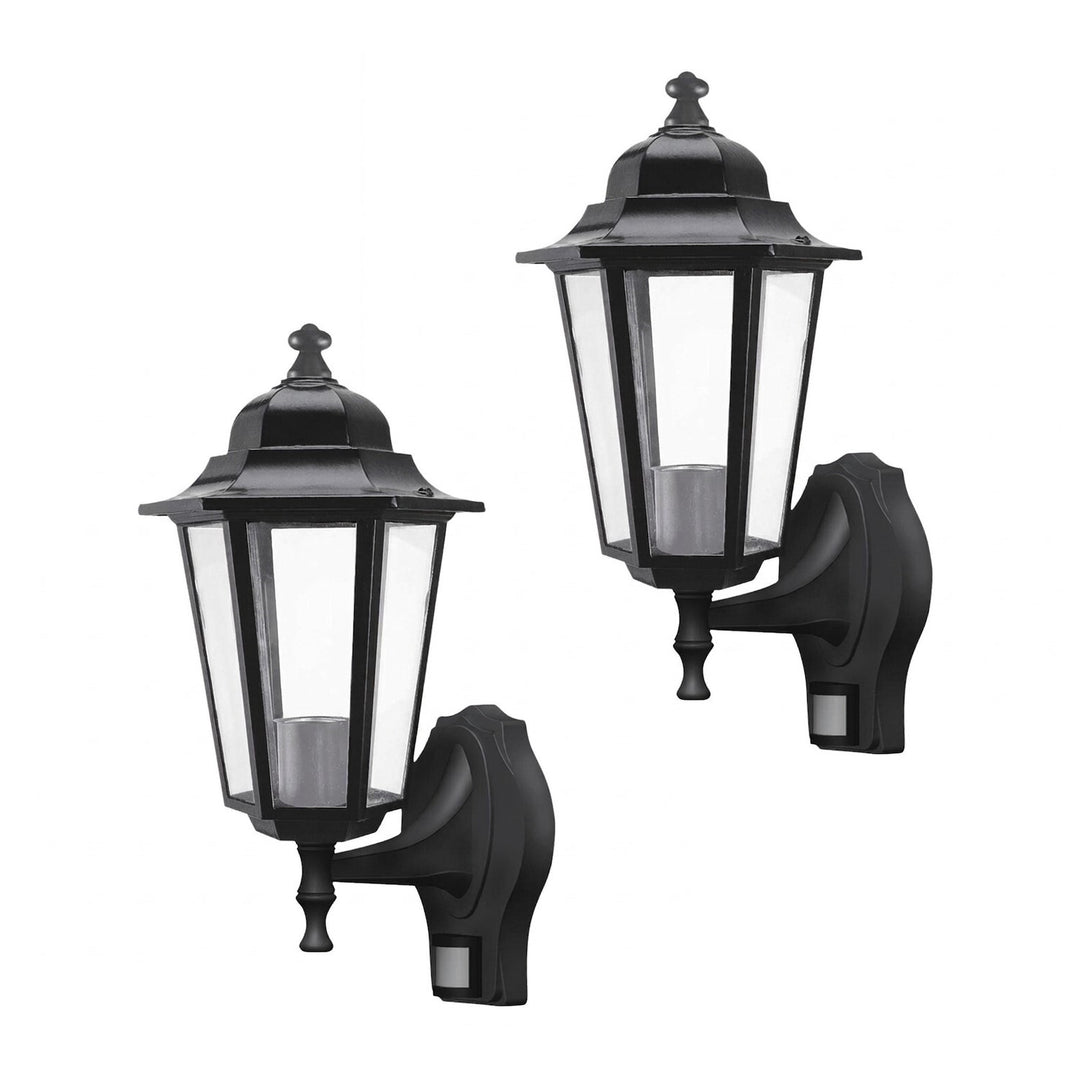 Aplică Rabalux, pentru exterior, cu senzor de mișcare, IP43, E27, max. 60 W, negru, Velence, 2 bucăți