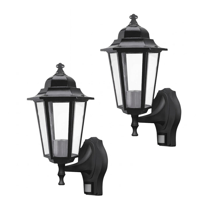 Aplică Rabalux, pentru exterior, cu senzor de mișcare, IP43, E27, max. 60 W, negru, Velence, 2 bucăți