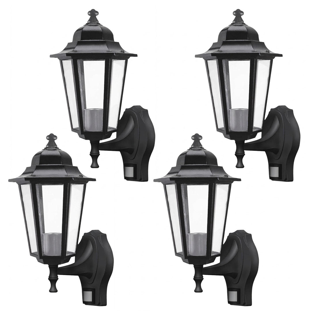 Aplică Rabalux, pentru exterior, cu senzor de mișcare, IP43, E27, max. 60 W, negru, Velence, 4 bucăți