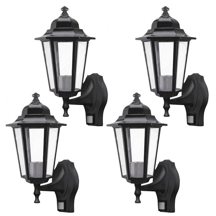 Aplică Rabalux, pentru exterior, cu senzor de mișcare, IP43, E27, max. 60 W, negru, Velence, 4 bucăți