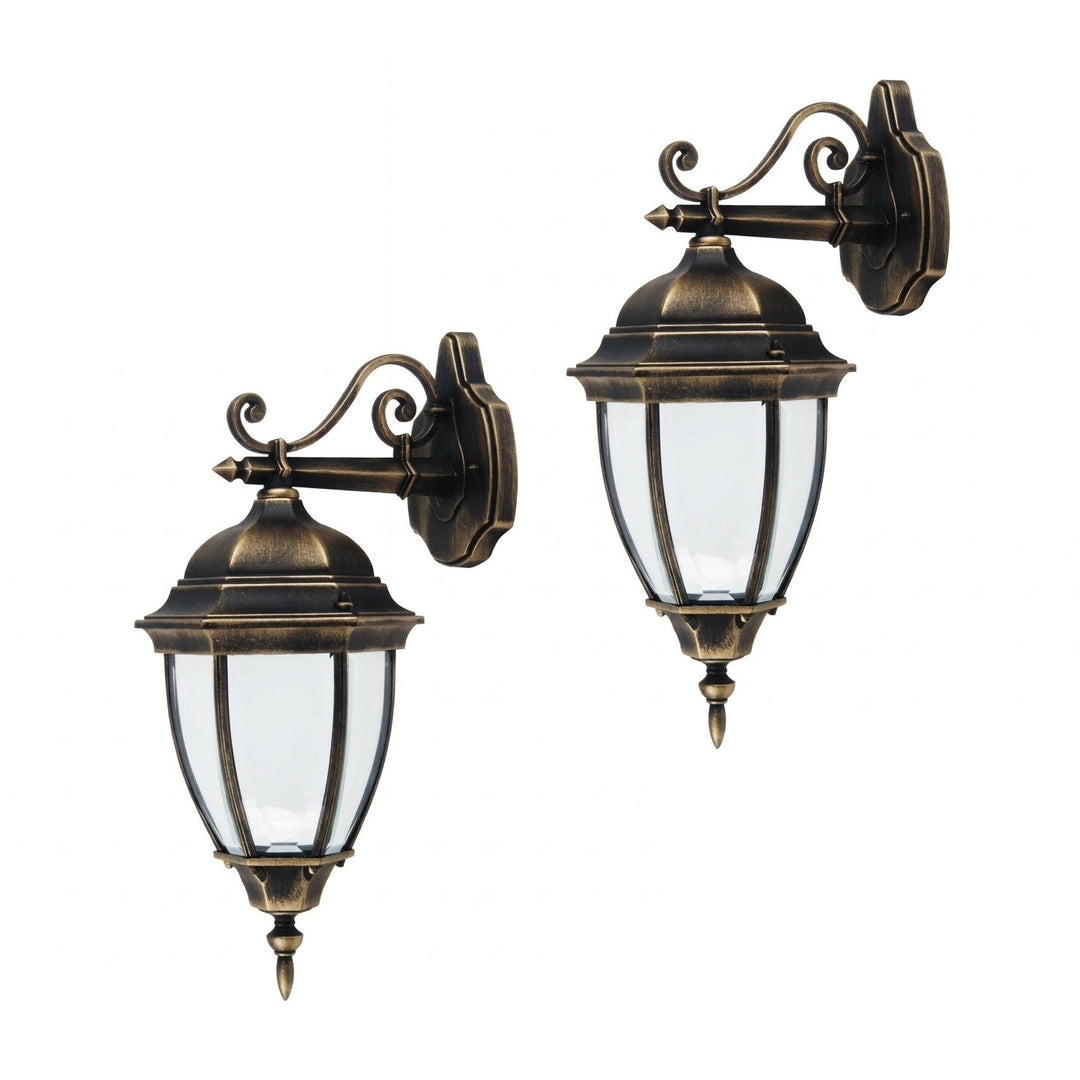 Aplice de perete Rabalux, pentru exterior, IP44, E27, max. 60 W, auriu antic, Toronto, 2 bucăți
