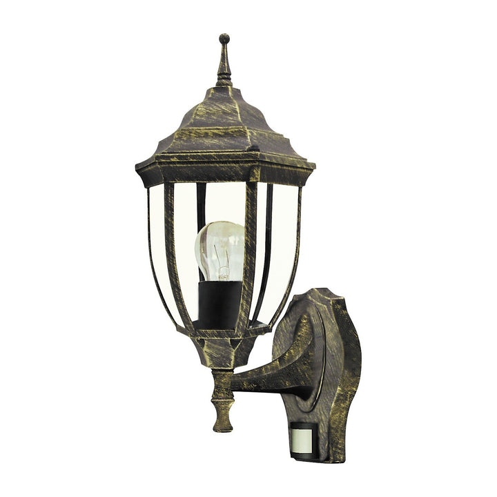 Aplică Rabalux, pentru exterior, senzor de mișcare, IP43, E27, max. 60 W, auriu antic, Nizza, 4 bucăți