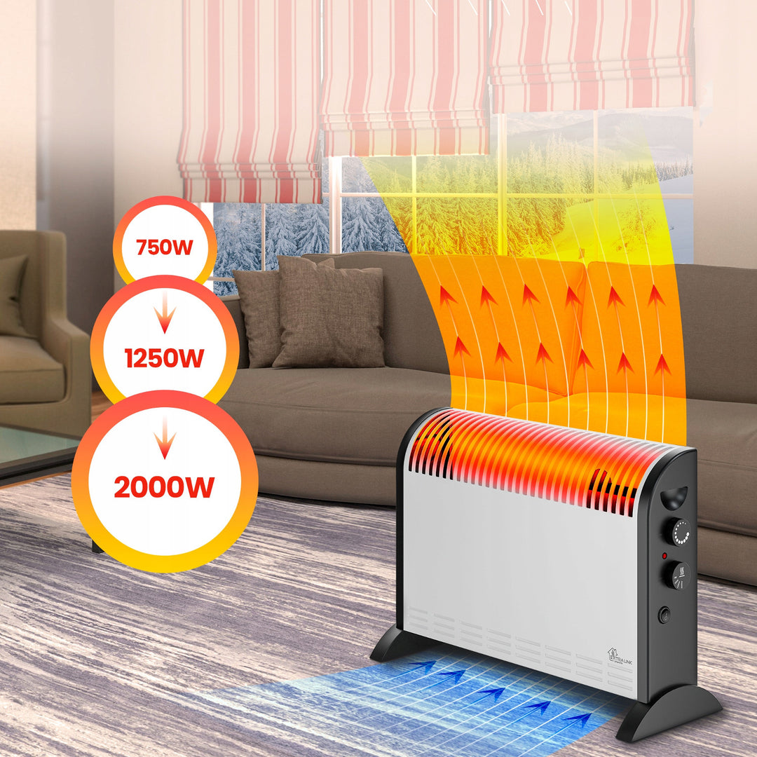 Convector electric Extralink, putere 2000 W, ventilator încorporat pentru distribuirea căldurii, reglare în 3 trepte, mod turbo, LCV-06