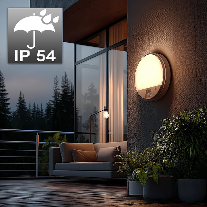 Lampă LED cu senzor de mișcare Maclean, senzor PIR, culoare albă, 15 W, IP54, 1100 lm, lumină neutră, MCE291 W, 2 bucăți