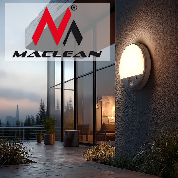 Lampă LED cu senzor de mișcare Maclean, senzor PIR, culoare albă, 15 W, IP54, 1100 lm, lumină neutră, MCE291 W, 2 bucăți