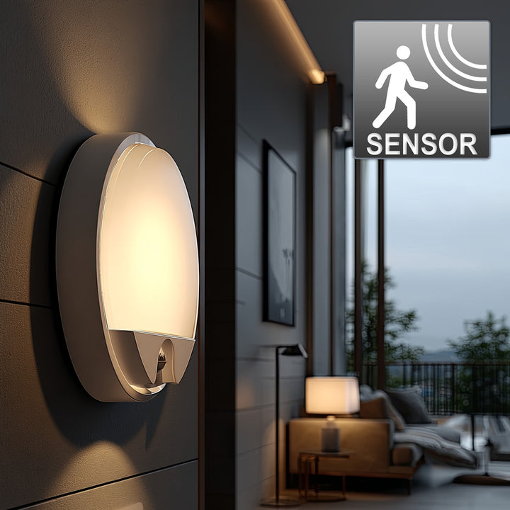 Lampă LED cu senzor de mișcare Maclean, senzor PIR, culoare albă, 15 W, IP54, 1100 lm, lumină neutră, MCE291 W, 2 bucăți