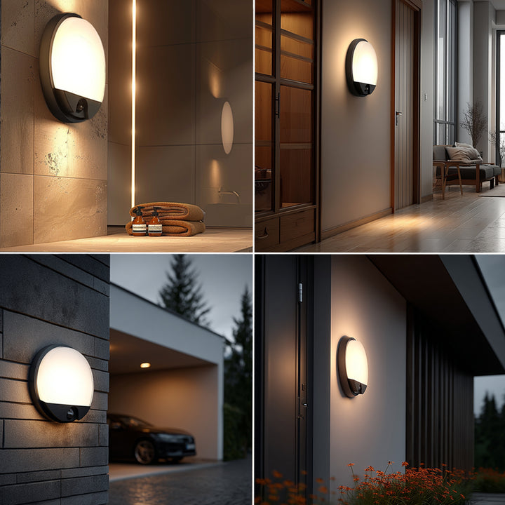 Lampă LED cu senzor de mișcare Maclean, senzor PIR, culoare gri, 15 W, IP54, 1100 lm, lumină neutră, MCE291 W, 2 bucăți
