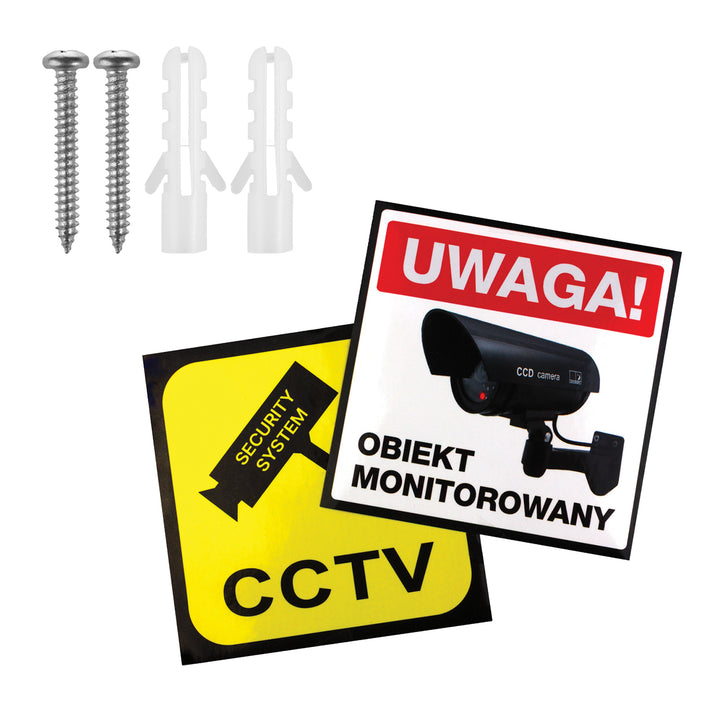 Cameră falsă tip cupolă DC2300 cu LED intermitent, 2 bucăți + 6 baterii AA Varta Industrial