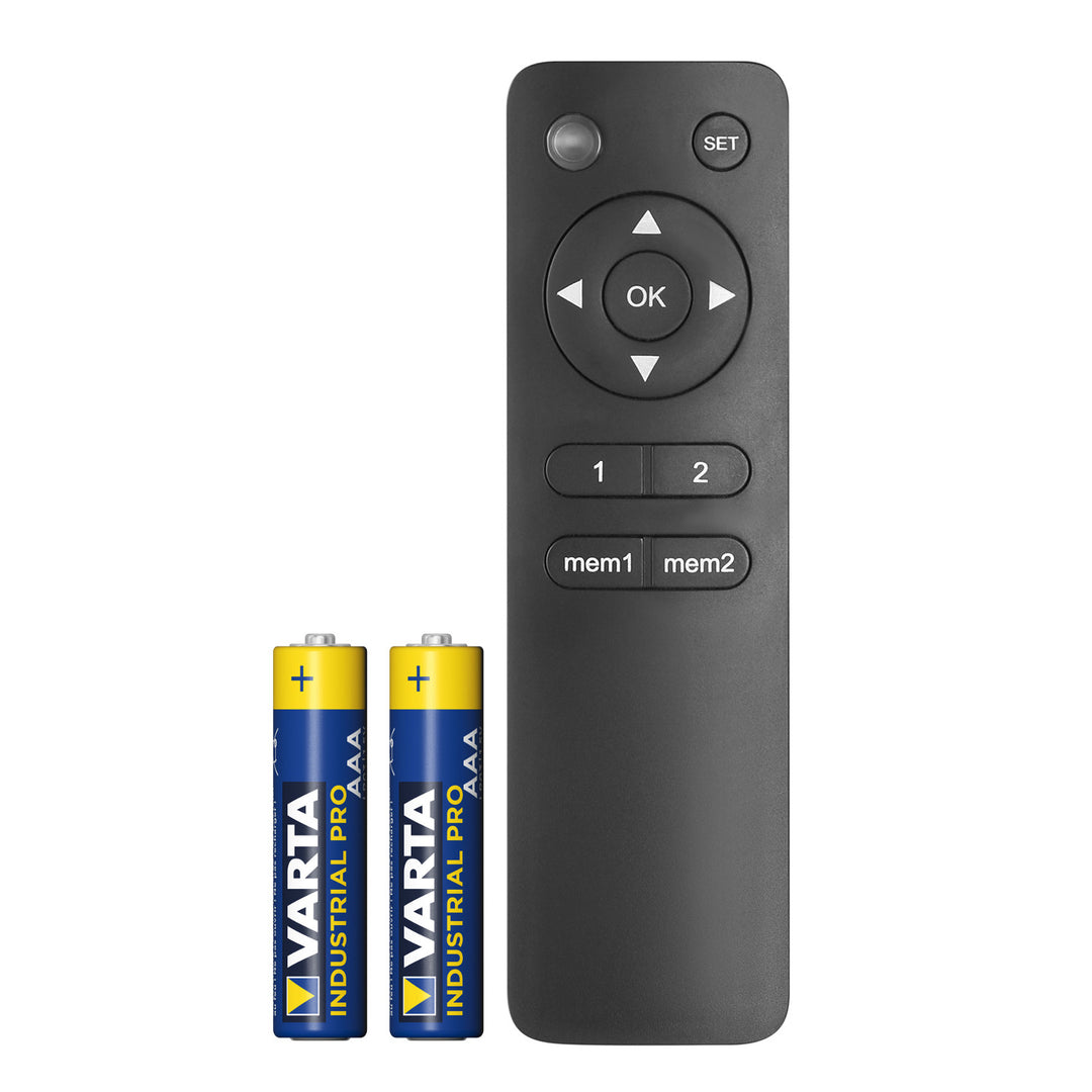 Telecomandă pentru mânerele electrice Maclean MC-157, compatibilă cu modelele MC-125, MC-490, MC-491, MC-492, MC-880, MC-880T, MC-866, MC-866T + 2 baterii alcaline R-03 LR03 AAA Varta Industrial 4003