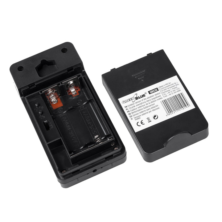 Senzorul exterior al stației meteorologice GreenBlue, compatibil cu stația GB522, model GB532 + 2 baterii alcaline AA Varta Industrial