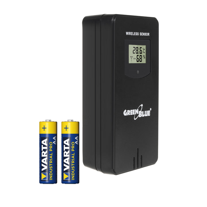 Senzorul exterior al stației meteorologice GreenBlue, compatibil cu stația GB522, model GB532 + 2 baterii alcaline AA Varta Industrial