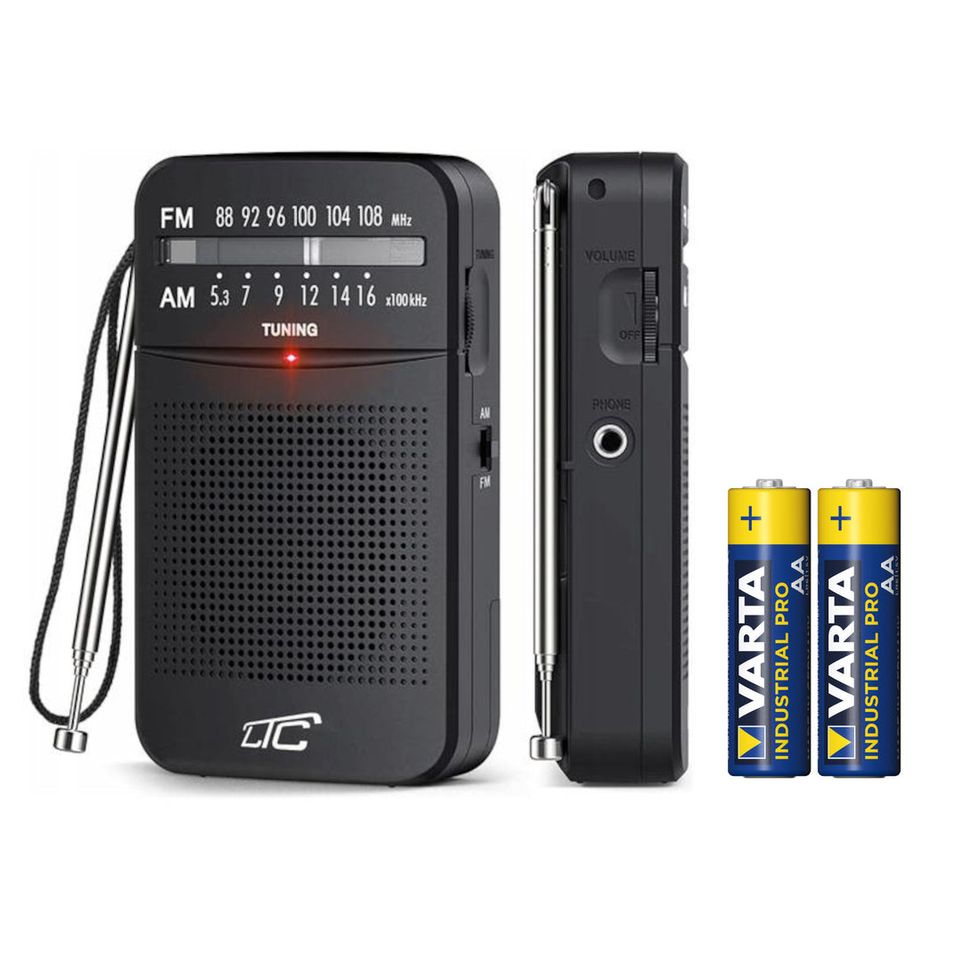 Radio de buzunar LXLTC2029C LEGA cu AM/FM/AUX, alimentare cu baterii LTC + 2 baterii alcaline AA Varta Industrial