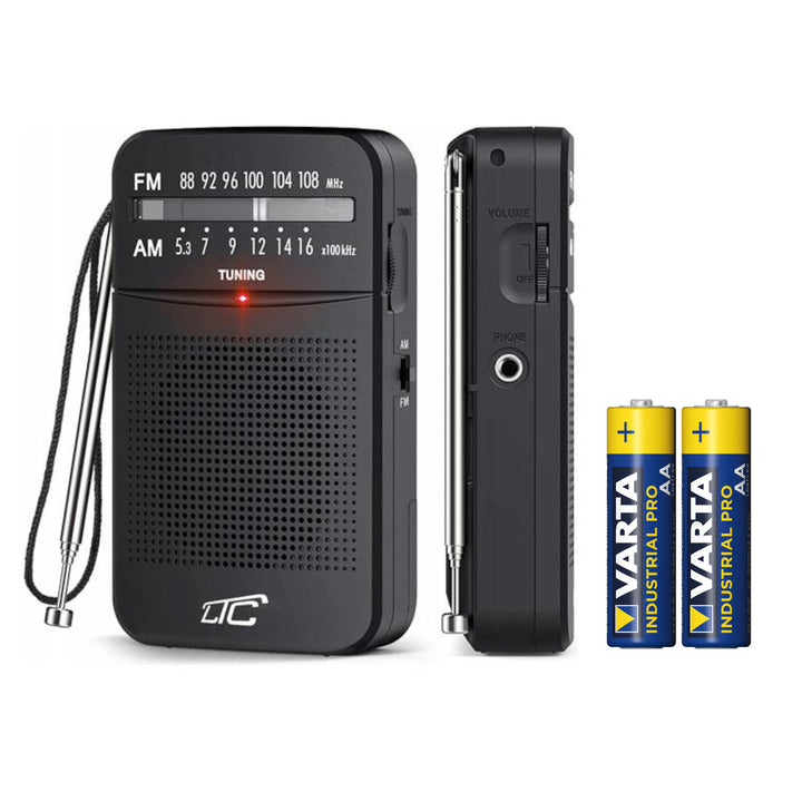 Radio de buzunar LXLTC2029C LEGA cu AM/FM/AUX, alimentare cu baterii LTC + 2 baterii alcaline AA Varta Industrial