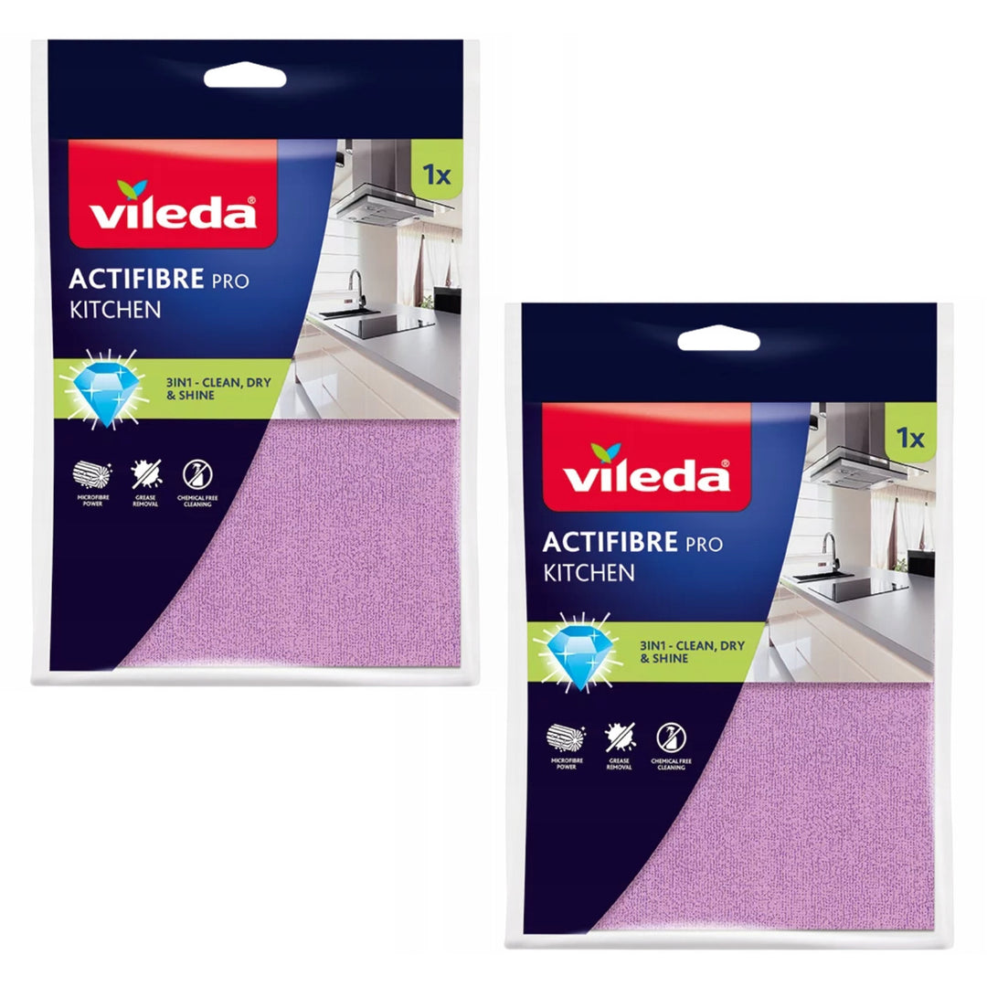 Cârpă Vileda Actifibre Pro, de bucătărie, din microfibră, cu strat de PVA, se poate spăla la 60 °C, 183303, 2 bucăți