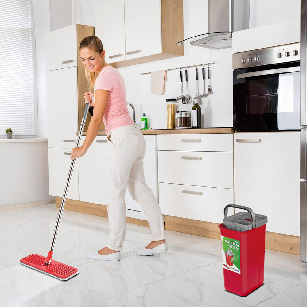 Mop plat cu găleată și storcător GreenBlue, două carcase din microfibră HQ, capacitate de 5,7 L, MaxiClean GB870 + cârpă Vileda Actifibre Pro