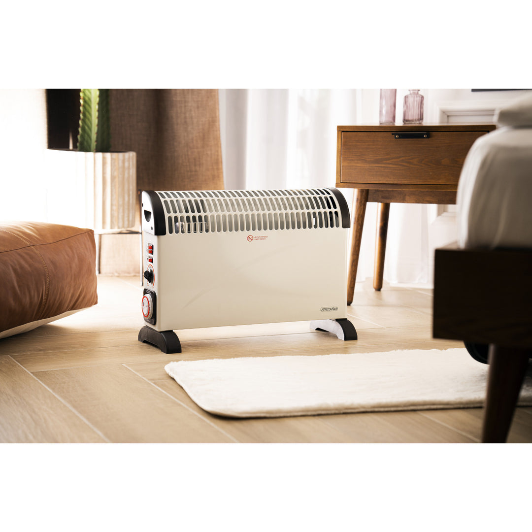 Convector electric, termostat, 2000 W, temporizator de 24 de ore, alb, cablu de 150 cm, Mesko, MS 7741W
