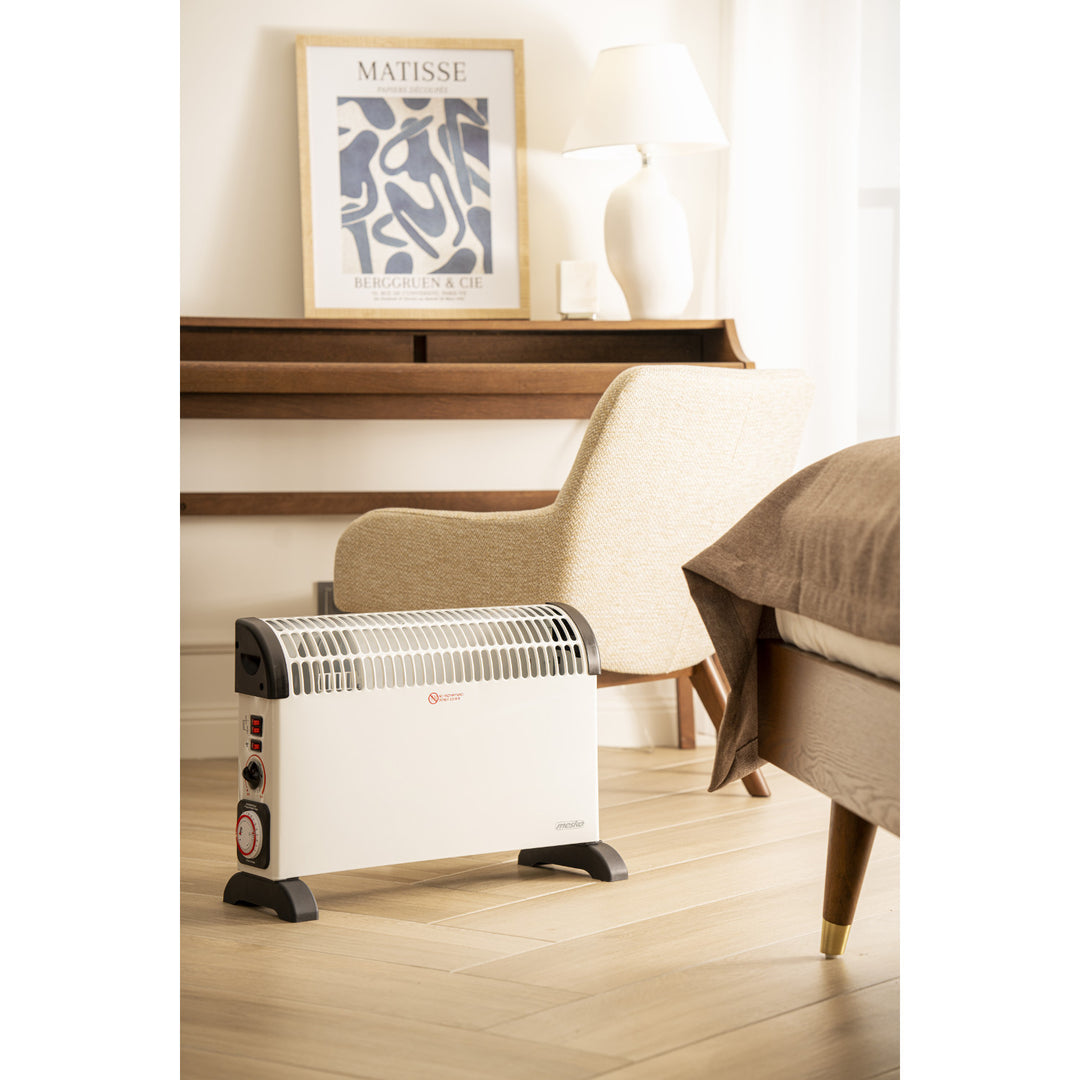 Convector electric, termostat, 2000 W, temporizator de 24 de ore, alb, cablu de 150 cm, Mesko, MS 7741W