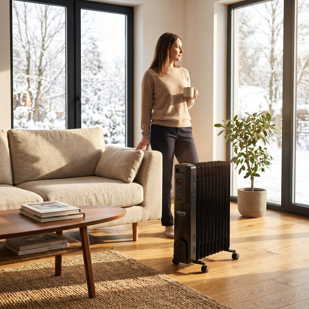 Radiator cu ulei, 11 lamele, 2500 W, telecomandă, afișaj LED, termostat, Camry CR 7813
