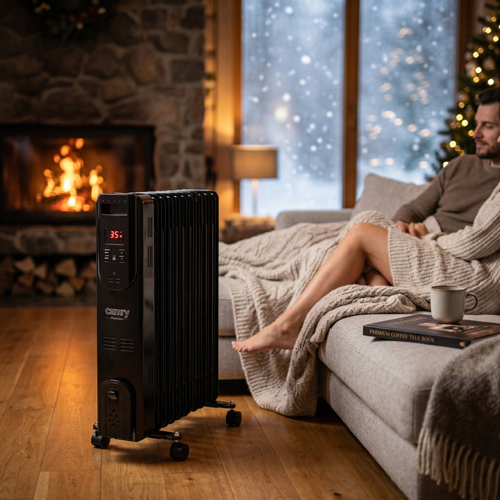 Radiator cu ulei, 11 lamele, 2500 W, telecomandă, afișaj LED, termostat, Camry CR 7813